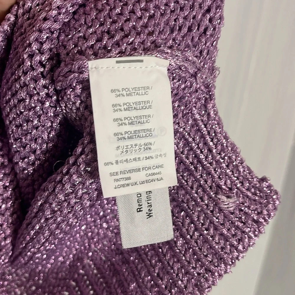 J.Crew Metallic Sparkle Side Slit Purple Pullover Sweater Size M‎